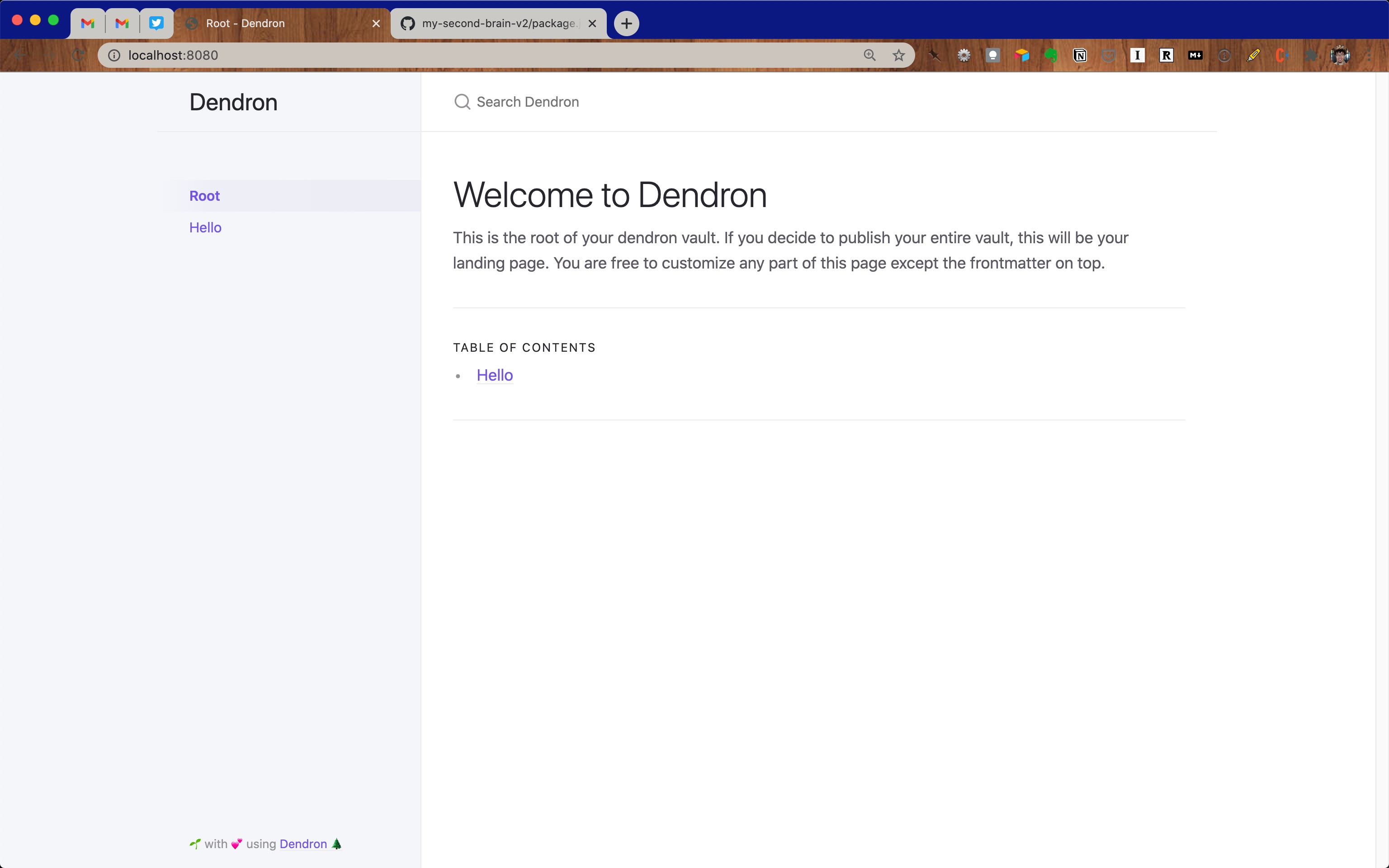 Dendron site with new note